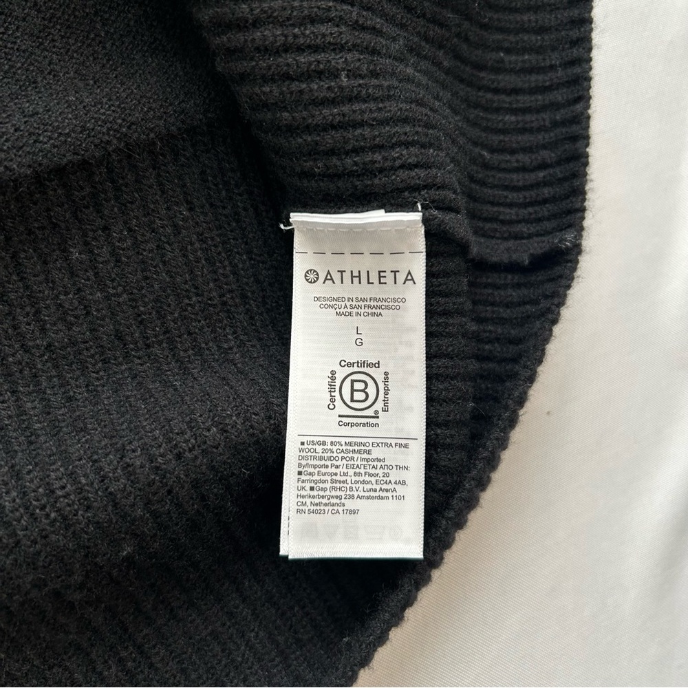Athleta Alpine Turtleneck Sweater Wool & Cashmere Blend Black Large - Picture 8 of 11